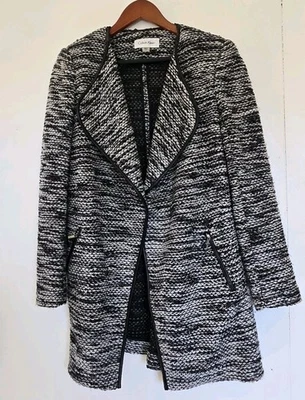Calvin Klein Chaquetón Mujer 4 Negro Blanco Doble Pecho Dinero Antiguo Clásico Cálido Foto 1 de 4