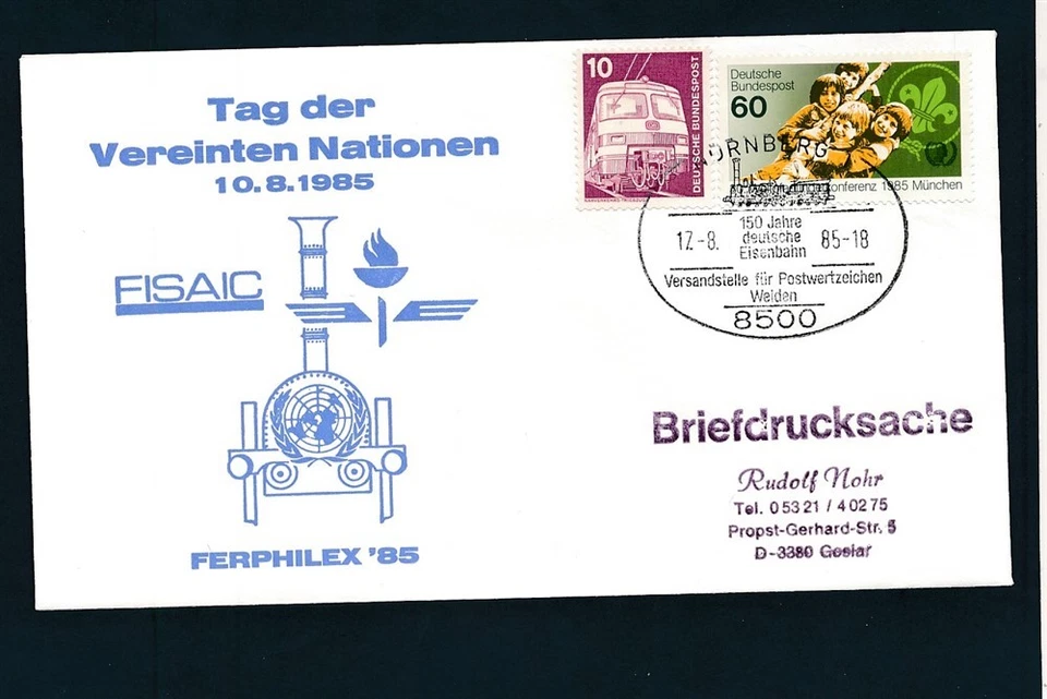 D466602 Alemania Cubierta Ferroviaria Trenes Locomotoras Día de las Naciones Unidas Foto 1 de 1