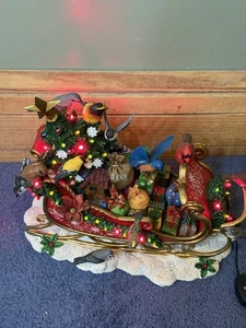 Danbury come nuovo The Birdwatcher's Christmas Sleigh Light Up Decor funziona pulito raro - Foto 1 di 19