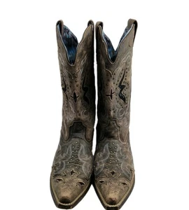 Laredo Women's Pointed Square Toe 9M Western Boots Embroidered Cowgirl Rodeo - Picture 1 of 7