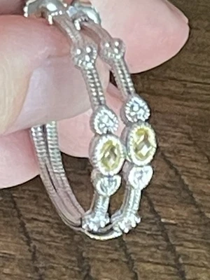 PENDIENTES JUDITH RIPKA 925 Plata Diamantes Amarillo Citrino Aro Foto 1 de 4