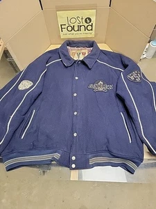 Vintage 90s Avirex USA Varsity Bomber Jacket Mens 6XL Navy Wool *SEE PICS - Bild 1 von 24