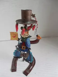Pacific Rim Metal Sheriff Candlestick Holder With Dangling Red Peppers 7 ,5" - Picture 1 of 2