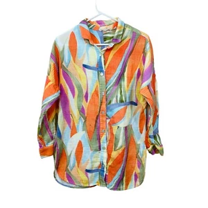SOFT SURROUNDINGS Size S Peregrine Tunic Blouse Fiery Strip Multicolor Cotton - Picture 1 of 7