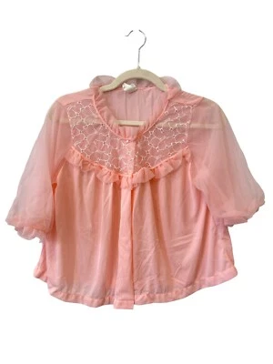 Chaqueta de Dormitorio Vintage Sears Bordada Transparente Para Mujer M Volantes Hada Coqueta Foto 1 de 4