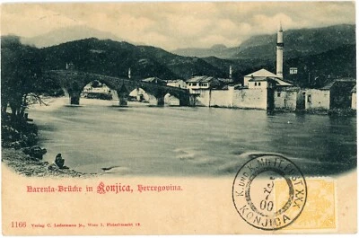 Bosnia & Herzegovina Sc#13(single frank)-KONJICA-3/7/O0-Postcard View BARENTA~BR - Image 1 of 2