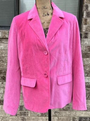 Villager by Liz Claiborne Women's Pink Velvet Blazer Jacket 14 - Image 1 of 4