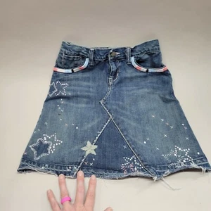 GAP Denim Girls Size 10 Stars Embroidery Embroidered Jean Mini Skirt Denim - Picture 1 of 8