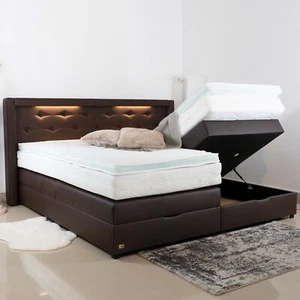 PAARA Boxspringbett mit Bettkasten LED Beleuchtung freie Farbwahl alle Größen - Bild 1 von 10