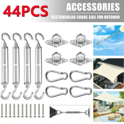 Sun Shade Sail Garden Patio Sunscreen Awning Canopy Stainless Fixing Fitting Kit