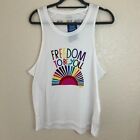 Brook's Run Happy Men's White Large Tank Top Freedom To Be You Run Proud NWT