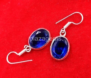 25.40 Ct Oval Cut Natural Blue Sapphire Stud Earrings 925 Silver Loose Gems 5RDV - Picture 1 of 8