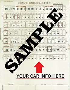 1966 & 1967 Chevelle Chassis Broadcast Copy BUILD SHEET - Picture 1 of 2
