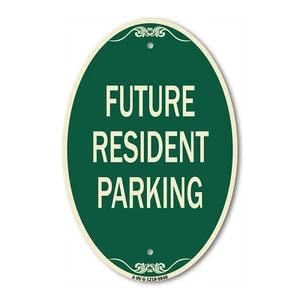 Designer Series Oval - Future Resident Parking Green & Tan Heavy-Gauge Aluminum - Picture 1 of 4