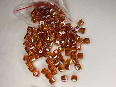 Swarovski Copper Orange Crystal Cube 5601 8.0 mm   - Image 1 of 3