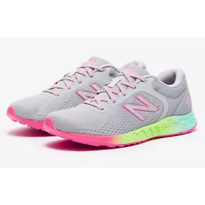 NEW BALANCE ARISHI JUNIOR RUNNING TRAINERS Grey Pink Girls Shoes Trainers - Picture 1 of 4