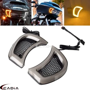 LED Headlight Vent Accent Trim Turn Signals Lights For Harley Road Glide '15-'23 - Picture 1 of 11