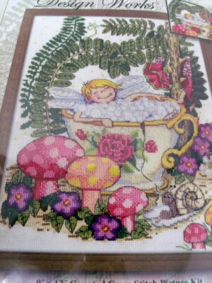 HTF Design Works TEACUP FAIRY 3236 Counted Cross Stitch Kit 9" x 12" - Image 1 of 4