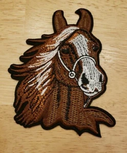 Brown Horse Head Embroidered Iron-On Sew-On Patch 4.25"x3.75" Approximately B108 - Picture 1 of 4