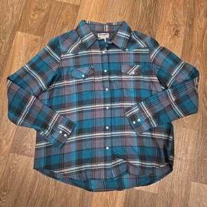 Wrangler Pearl Snap Shirt Men's XXL Long Sleeve Western Plaid Button Up - Picture 1 of 8