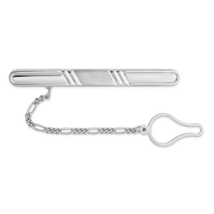 Sterling Silver Rhodium Plated Tie Clip - Picture 1 of 2