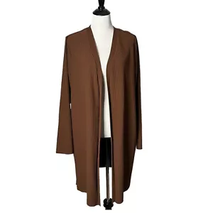 Marc New York Andrew Marc Open Front Kimono Duster Pleated Brown Women Size XL - Picture 1 of 13