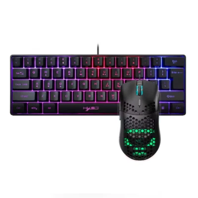 60% Wired Gaming Keyboard and Mouse Combo 61 Keys RGB Backlit Mechanical Feel - Image 1 of 2