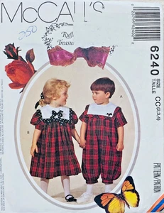 90s MCCALLS 6240 SIZES 2 3 4 UNISEX TODDLERS ROMPER & DRESS UC/FF - Picture 1 of 4