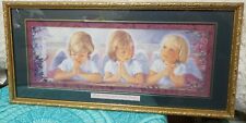 Vintage Home Interiors Picture- 3 Blonde Girl Angels Praying
