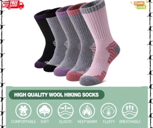 Wool Socks for Women Hiking Thermal Winter Thick Warm Cozy Boot Socks - Picture 1 of 6