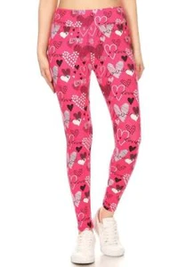 Heart Prints Printed, High Waisted Leggings - Picture 1 of 4