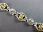 8CT Cushion Created Yellow Citrine 925 Silver Tennis Bracelet In White Gold FN