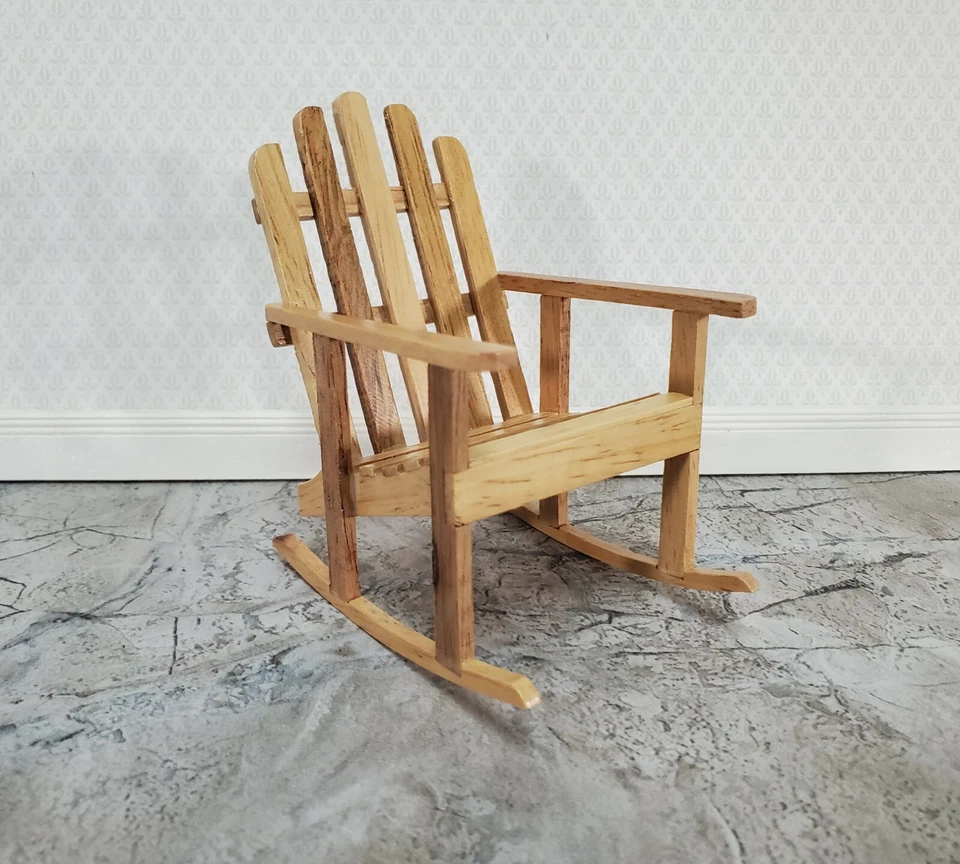 Dollhouse Adirondack Rocking Chair Rocker Light Oak 1:12 Scale Miniature - Изображение 1 из 4