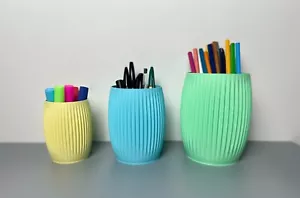 Pen Pots - 3D Printed Colourful Pots Desk Organisers Brush Holder Tool Holder - Picture 1 of 11