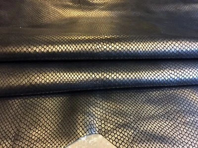 Metallic Genuine Leather Hides Snakeskin Embossed Craft Thin Upholstery Fabric - Image 1 of 4