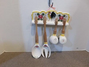 Estante para utensilios vintage Py Ucagco 4 ranuras con 4 utensilios-Japón - Imagen 1 de 10