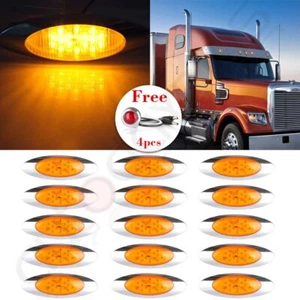 15* 6.5'' 16LED Amber Side Marker Clearance Light w/Chrome Bezel+Free Side Light - Picture 1 of 12