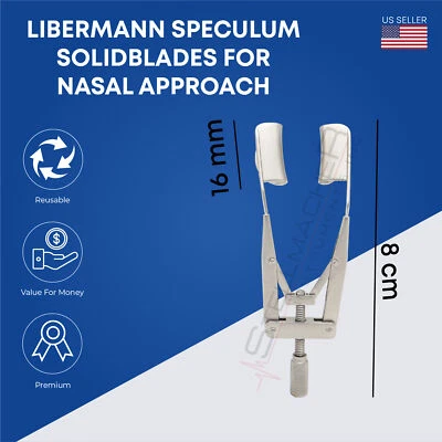 Libermann Speculum, lâminas sólidas para aproximação nasal, lâminas 16mm, - Imagem 1 de 2