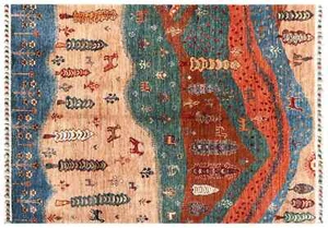 Afghan Ziegler Ariana Landschaft Teppich 100x150 Handgeknüpft Beige Landschaft - Picture 1 of 8