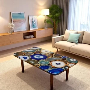 Mesa de ágata de lujo de 24"x15" única hecha a mano mesa de piedras preciosas para vivir en casa decoración - Imagen 1 de 8