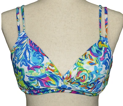 Lauren Ralph Lauren Floral Watercolor Twist Front Underwire Bikini Swim Top Sz 4 - Imagem 1 de 4