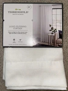 Threshold Light Filtering White Farrah Curtain Panel Rod Pocket 84" x 54" - Picture 1 of 8