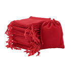 100 sacs à bijoux velours cordon de dessin rouge sac d'emballage cadeau fête vacances 9 x 7 cm