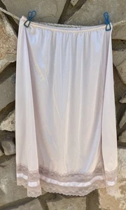 Vintage Half Slip Skirt Size S/M Pink Satin Lace Trim Side Slit Excellent - Picture 1 of 3