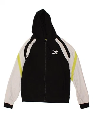 Suéter com capuz DIADORA masculino com zíper grande preto colorblock algodão AV08 - Imagem 1 de 4