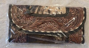 Cartera estilo plegable de cuero de vaca genuino artesanal American Pride hecha a mano - Imagen 1 de 6