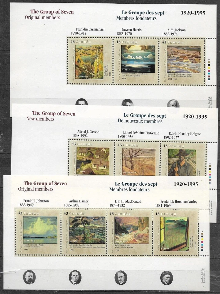 Canada - Scott 1559-1561 - Artists Group of Seven - Set of 3 Souvenir Sheets - Image 1 of 1