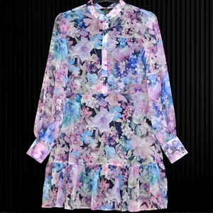 £90 LIPSY LONDON SIZE 10 LILAC PURPLE FLORAL FRILL DRESS EASTER HOLIDAY BEACH - Picture 1 of 4