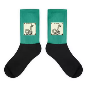 Lindorm Mittelalter Holzschnitt Socken Lindwurm Lindwyrm Wyvern - Bild 1 von 4