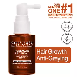 Soulflower Hair Growth Serum - Redensyl, Rosemary, Melanogray, Anagain 30ml fs - Picture 1 of 5